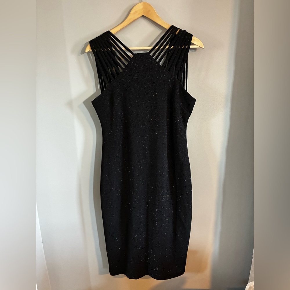 Premier Amour Sparkly Mini Dress with Neck Detail Size 12